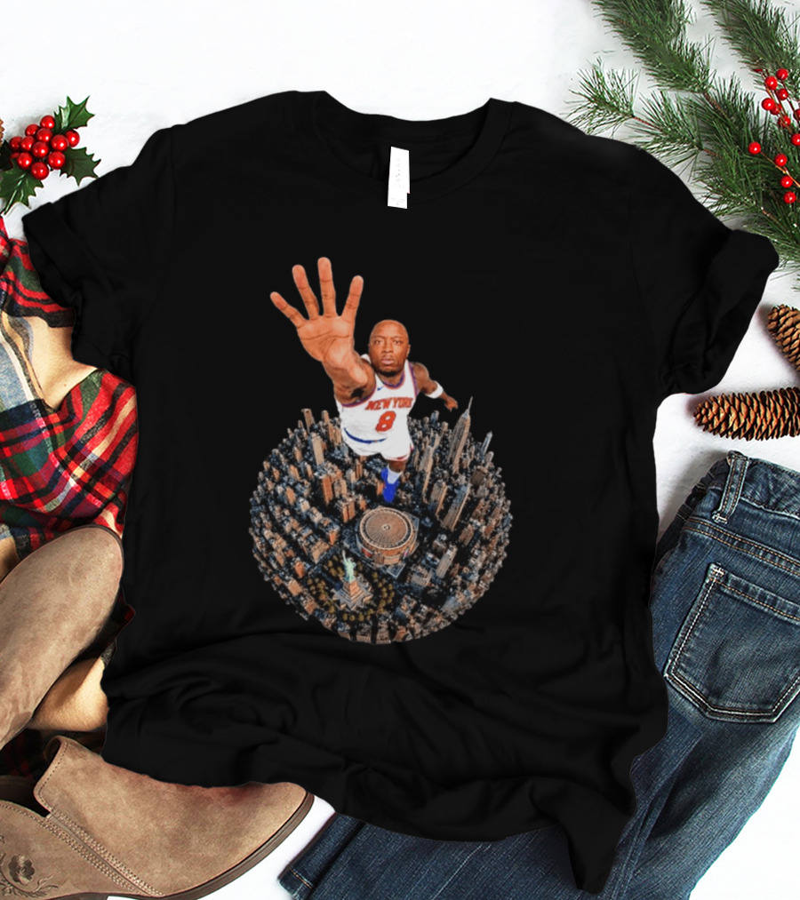 New York Basketball Player Over Cityscape Statue At Madison Square Garden T-Shirt