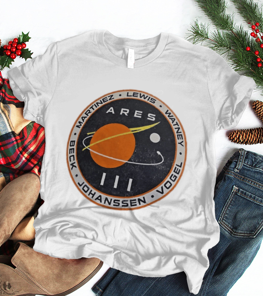 Ares III Mission Crew Patch Martinez Lewis Watney Beck Johanssen Vogel T-Shirt
