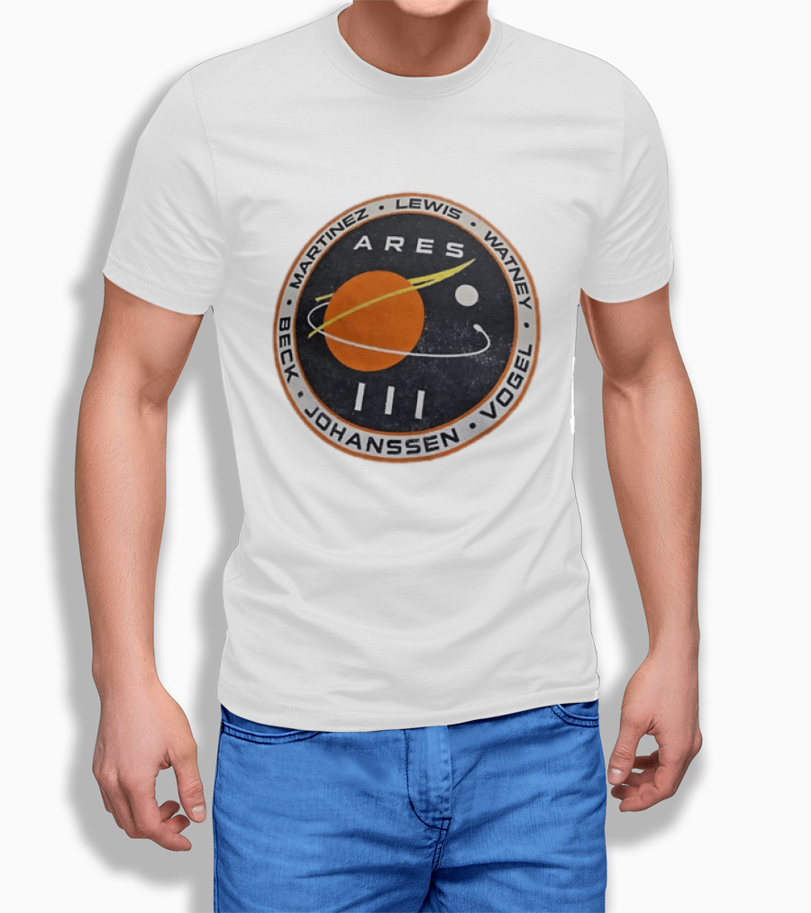 Ares III Mission Crew Patch Martinez Lewis Watney Beck Johanssen Vogel T-Shirt