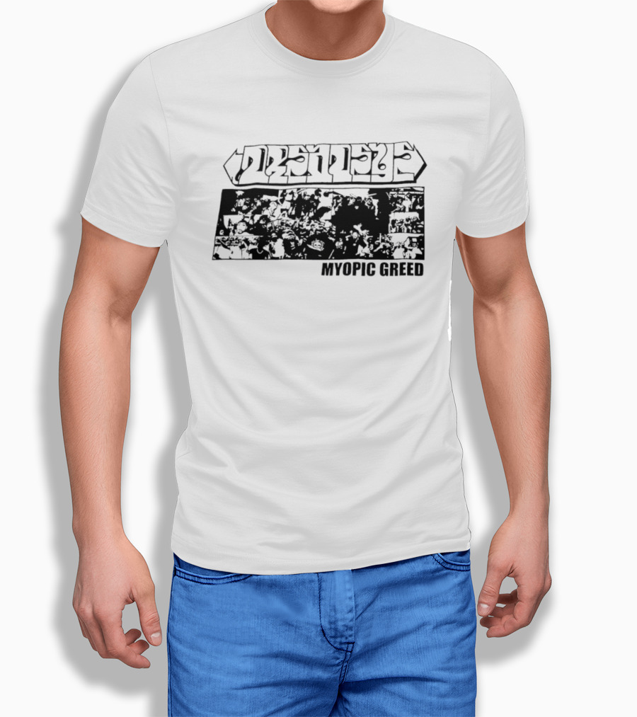 Dmsseye Myopic Greed Black And White Collage T-Shirt