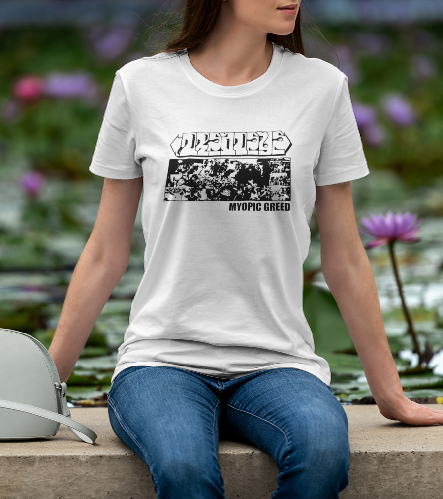 Dmsseye Myopic Greed Black And White Collage T-Shirt