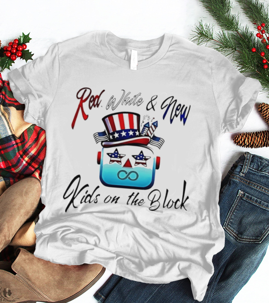 Red White And New Kids On The Block Patriotic Robot Fourth Of July T-Shirt
