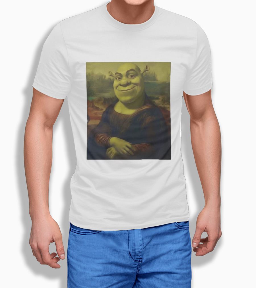 Shrek Mona Lisa Crossover Painting T-Shirt