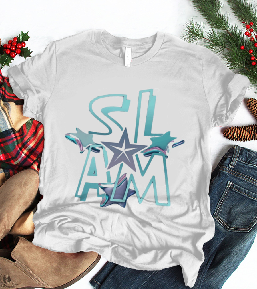 Slam Holographic Star Aqua And Purple Accents T-Shirt