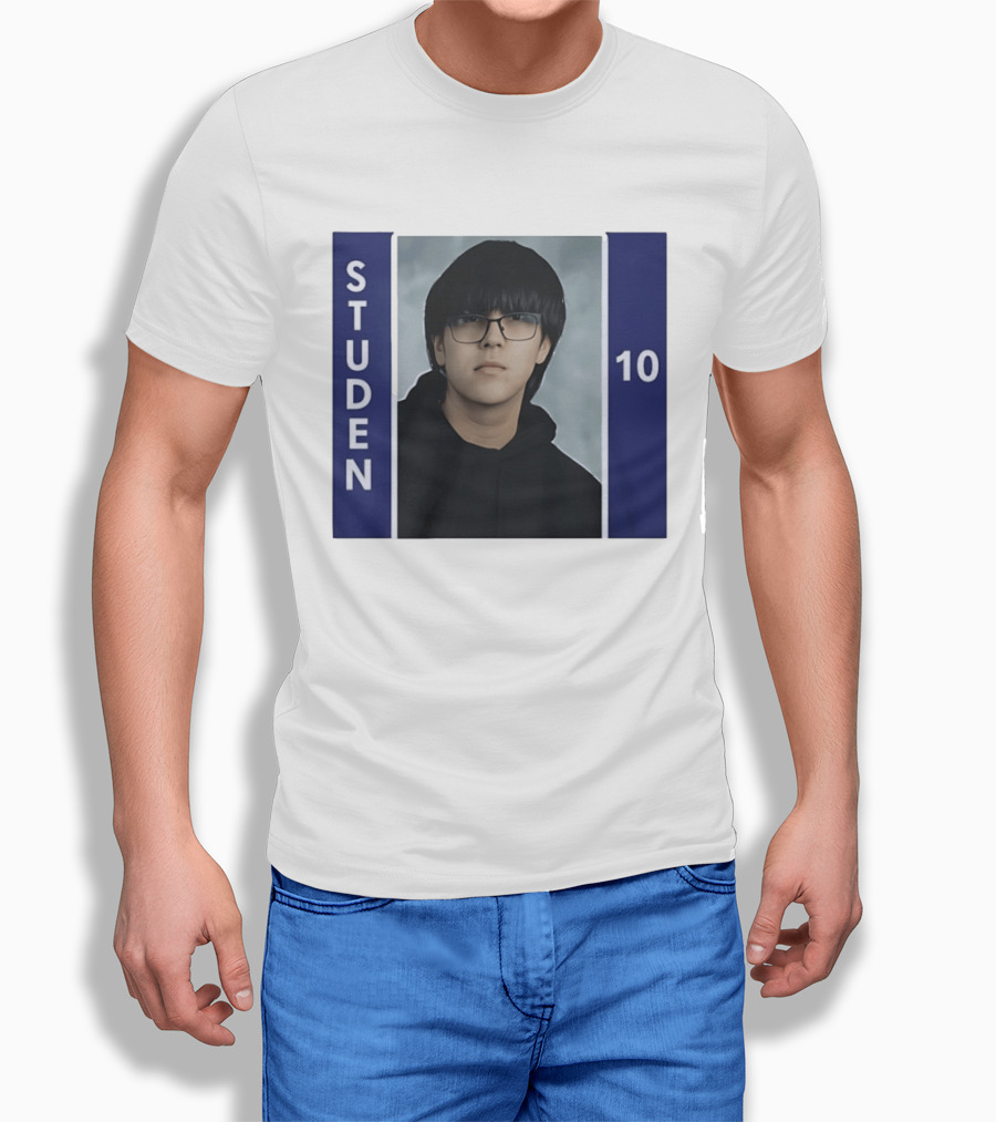 STUDEN 10 Blue And White Framed T-Shirt