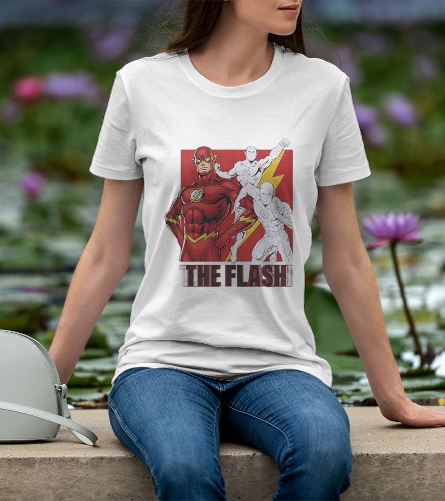 The Flash Scarlet Speedster DC Comics Lightning Bolt Heroic Pose T-Shirt