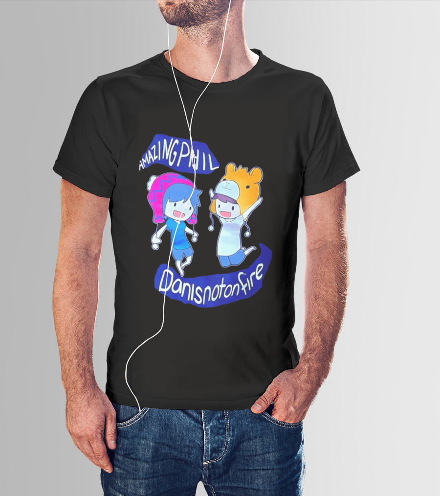 Amazing Phil Danisnotonfire Cartoon Characters Jumping T-Shirt