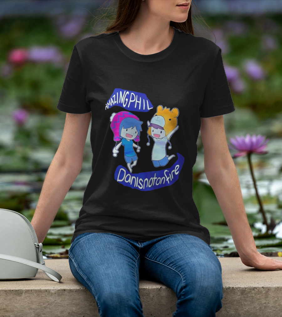 Amazing Phil Danisnotonfire Cartoon Characters Jumping T-Shirt