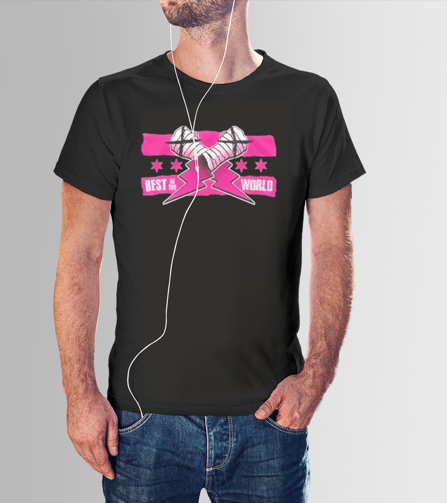 Best In The World CM Punk Crossed Bandaged Fists Lightning Bolt Stars T-Shirt