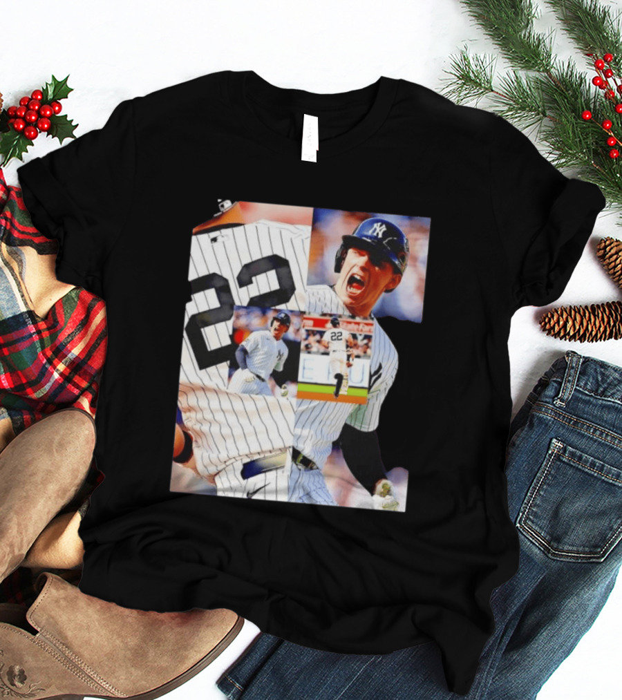 Harrison Bader No 22 Yankees Pinstripe Collage With Action Shots T-Shirt
