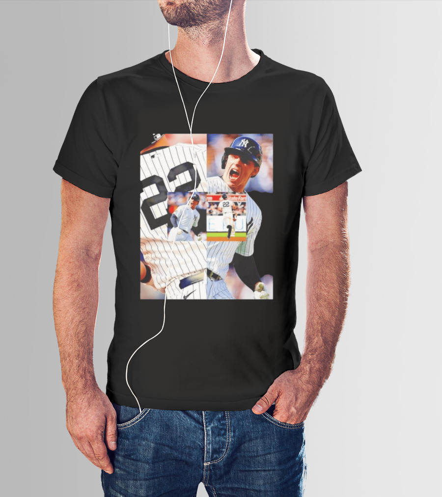 Harrison Bader No 22 Yankees Pinstripe Collage With Action Shots T-Shirt