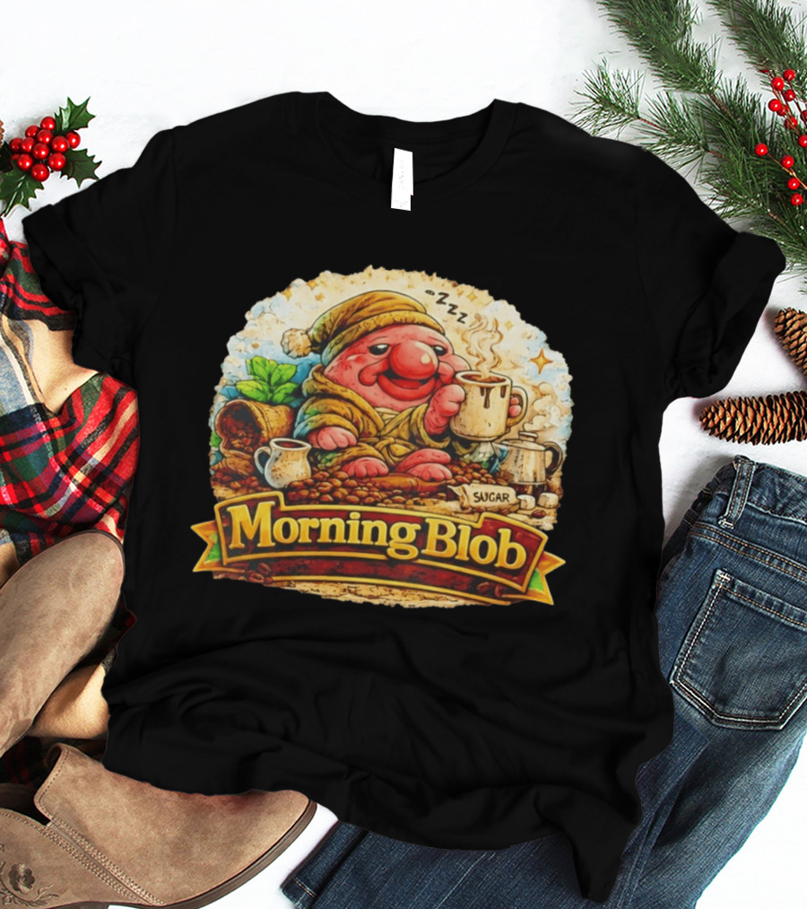 Cozy Morning Blob Coffee Drinker Sugar Delight Relaxation T-Shirt