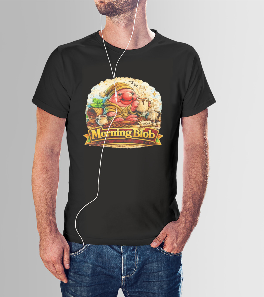 Cozy Morning Blob Coffee Drinker Sugar Delight Relaxation T-Shirt