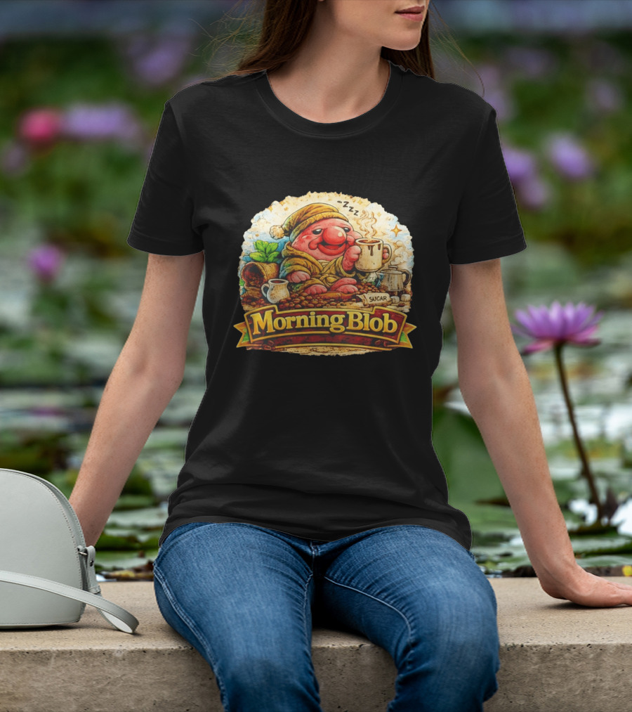 Cozy Morning Blob Coffee Drinker Sugar Delight Relaxation T-Shirt