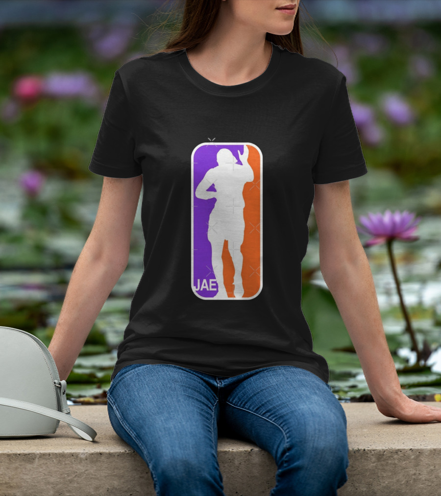 Jae Basketball Pose Purple And Orange T-Shirt