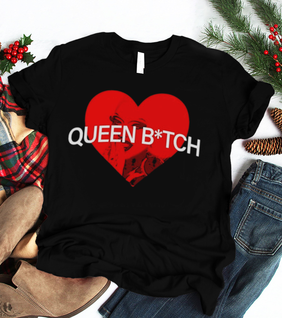 Queen B*tch Bold Typography Houston Hardcore Heart T-Shirt