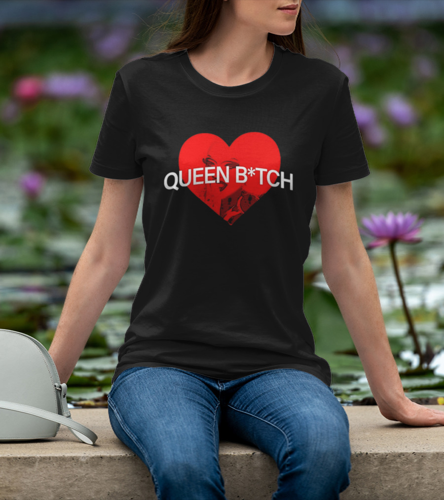Queen B*tch Bold Typography Houston Hardcore Heart T-Shirt