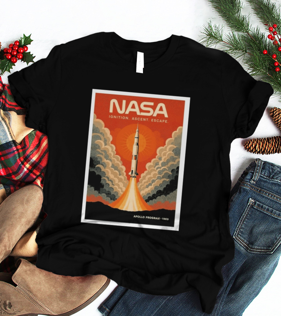 NASA Ignition Ascent Escape Apollo Program 1969 Rocket Launch T-Shirt