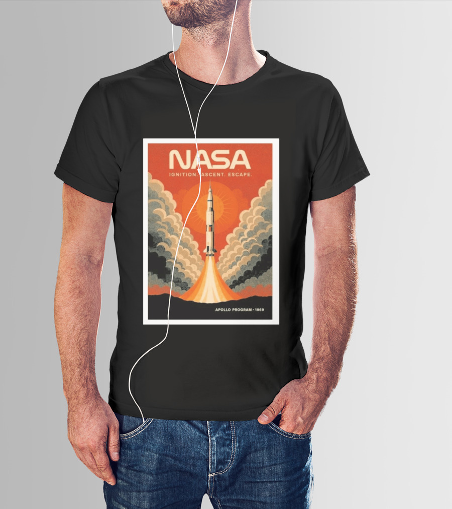 NASA Ignition Ascent Escape Apollo Program 1969 Rocket Launch T-Shirt