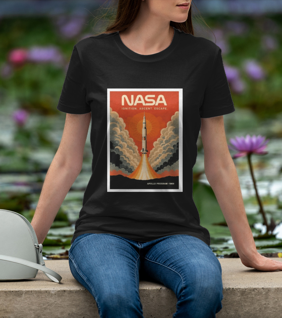 NASA Ignition Ascent Escape Apollo Program 1969 Rocket Launch T-Shirt