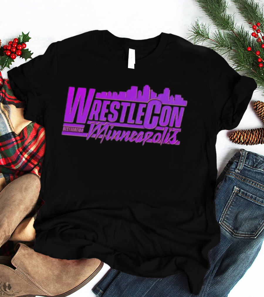 WrestleCon Destination Minneapolis Professional Wrestling Event Skyline T-Shirt
