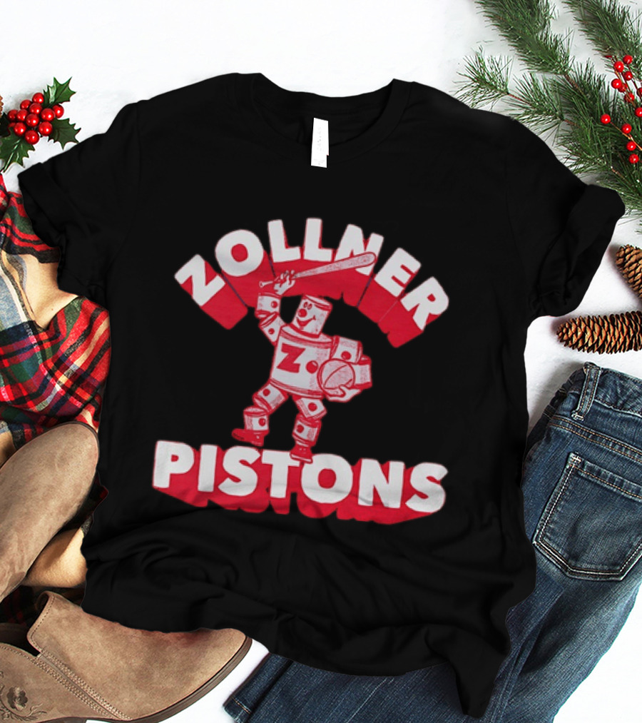 Zollner Pistons Vintage Robot Baseball Character NBA History T-Shirt