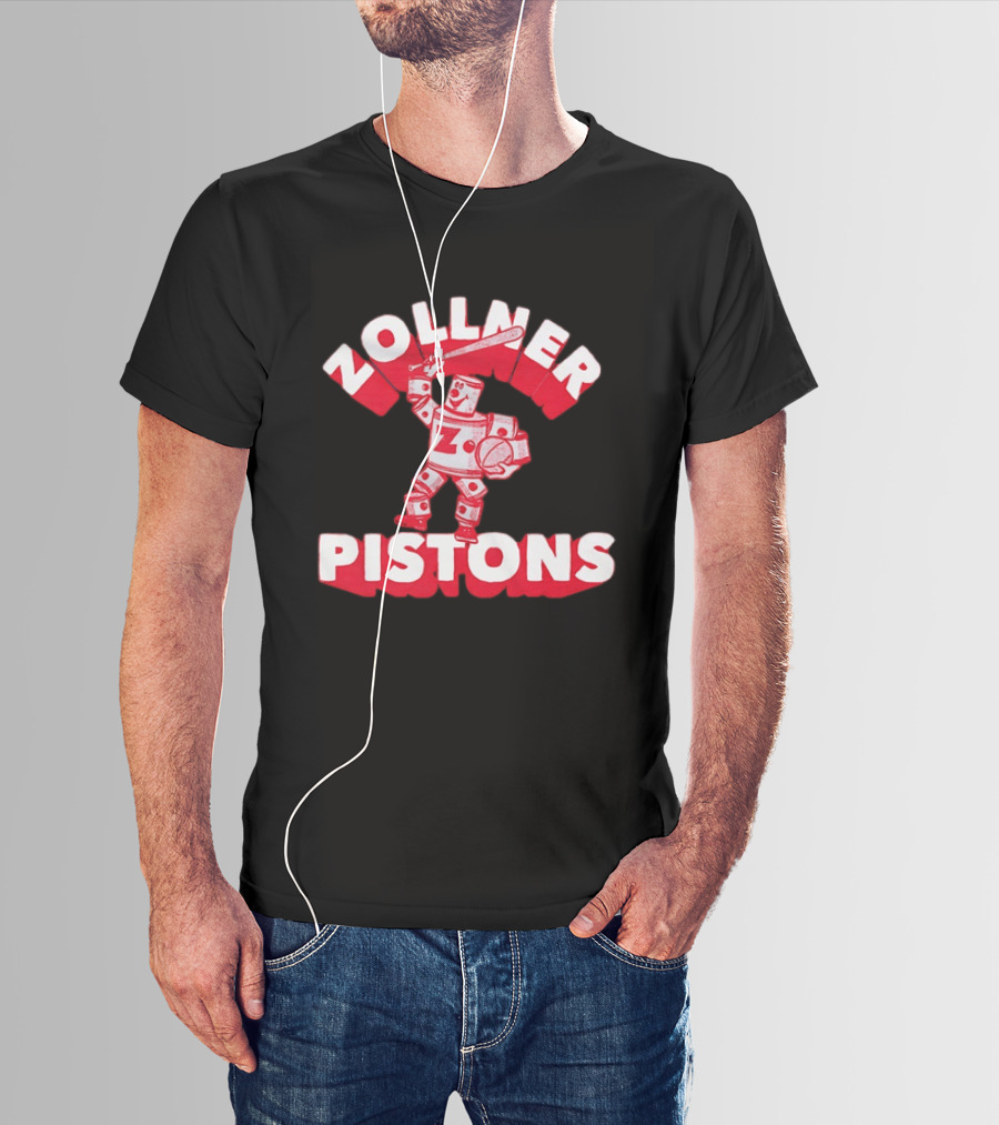 Zollner Pistons Vintage Robot Baseball Character NBA History T-Shirt
