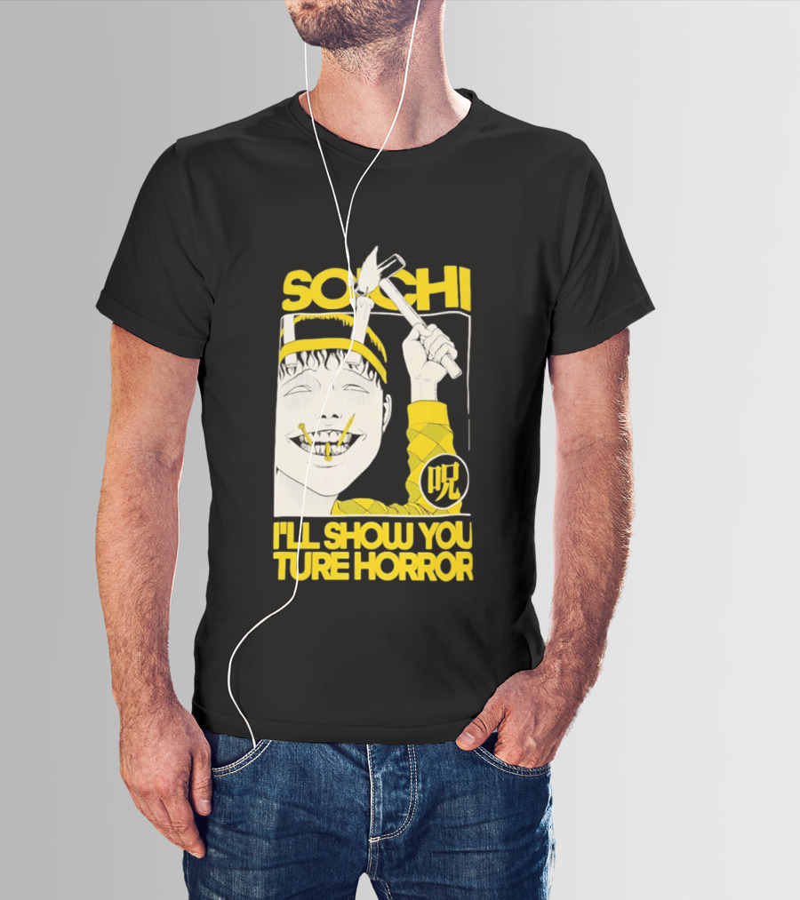 Soichi I'll Show You True Horror Junji Ito Manga Character Creepy Smile Yellow T-Shirt