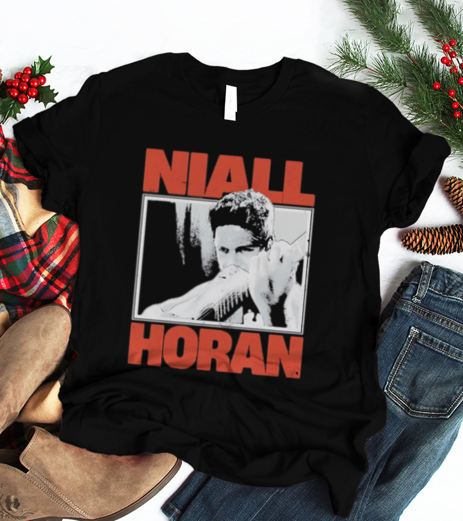 Niall Horan Playing Guitar Black And White T-Shirt