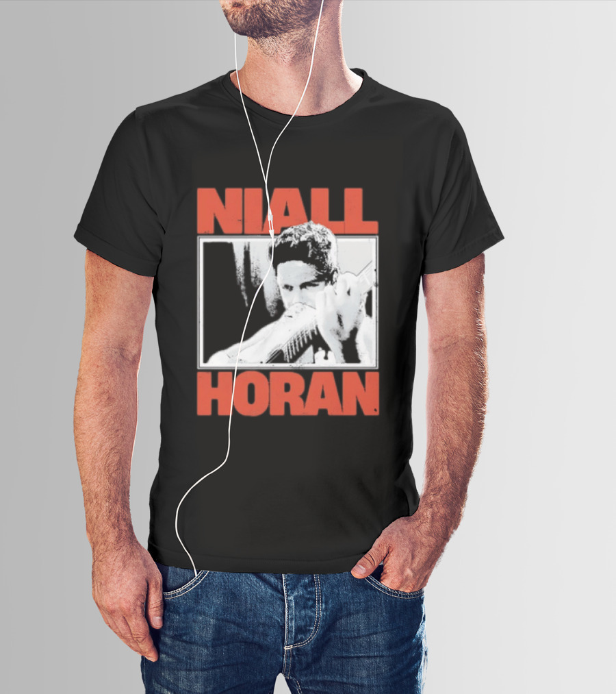 Niall Horan Playing Guitar Black And White T-Shirt