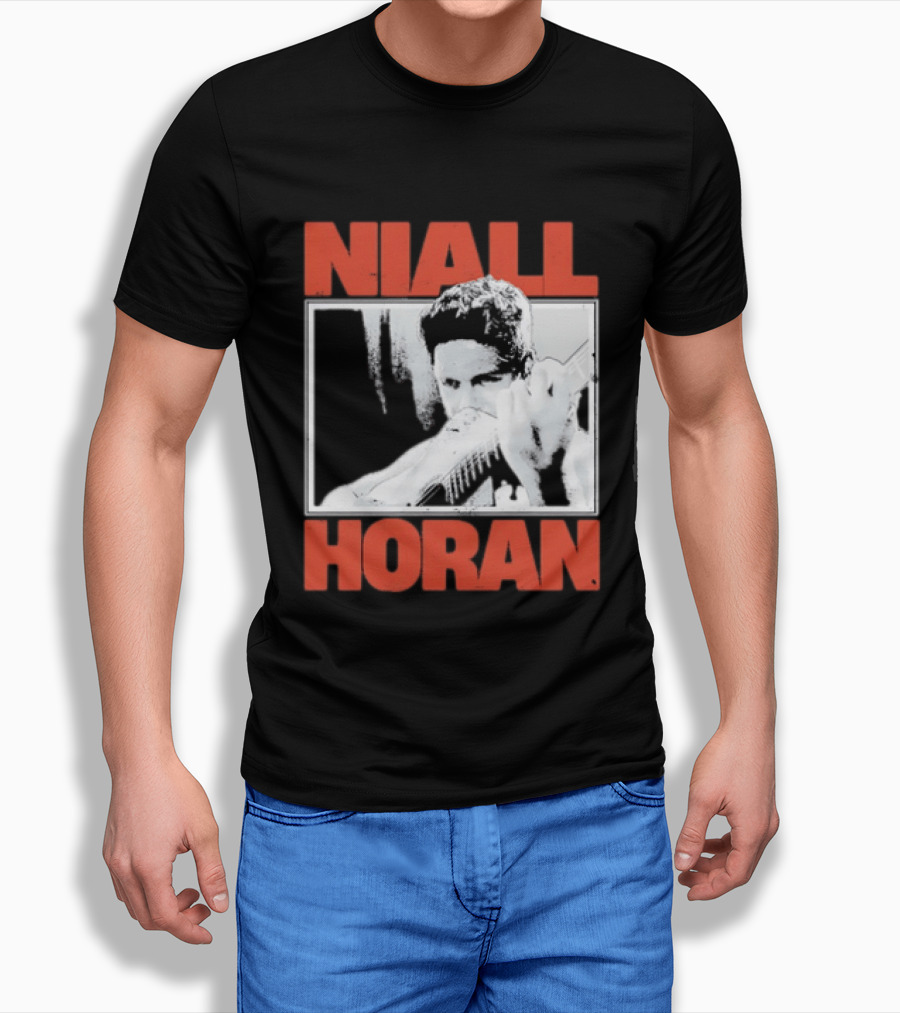 Niall Horan Playing Guitar Black And White T-Shirt