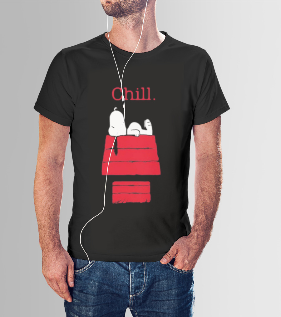 Peanuts Snoopy Chill Relaxing On Red Doghouse T-Shirt