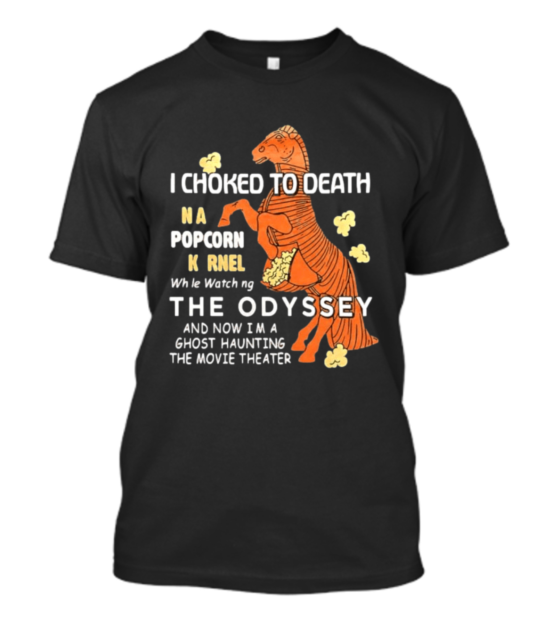 Trojan Horse Ghost Haunting The Odyssey Popcorn Kernel T-Shirt