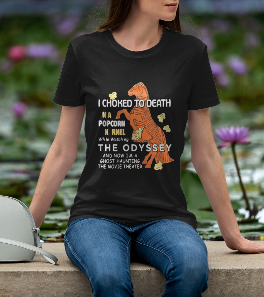Trojan Horse Ghost Haunting The Odyssey Popcorn Kernel T-Shirt