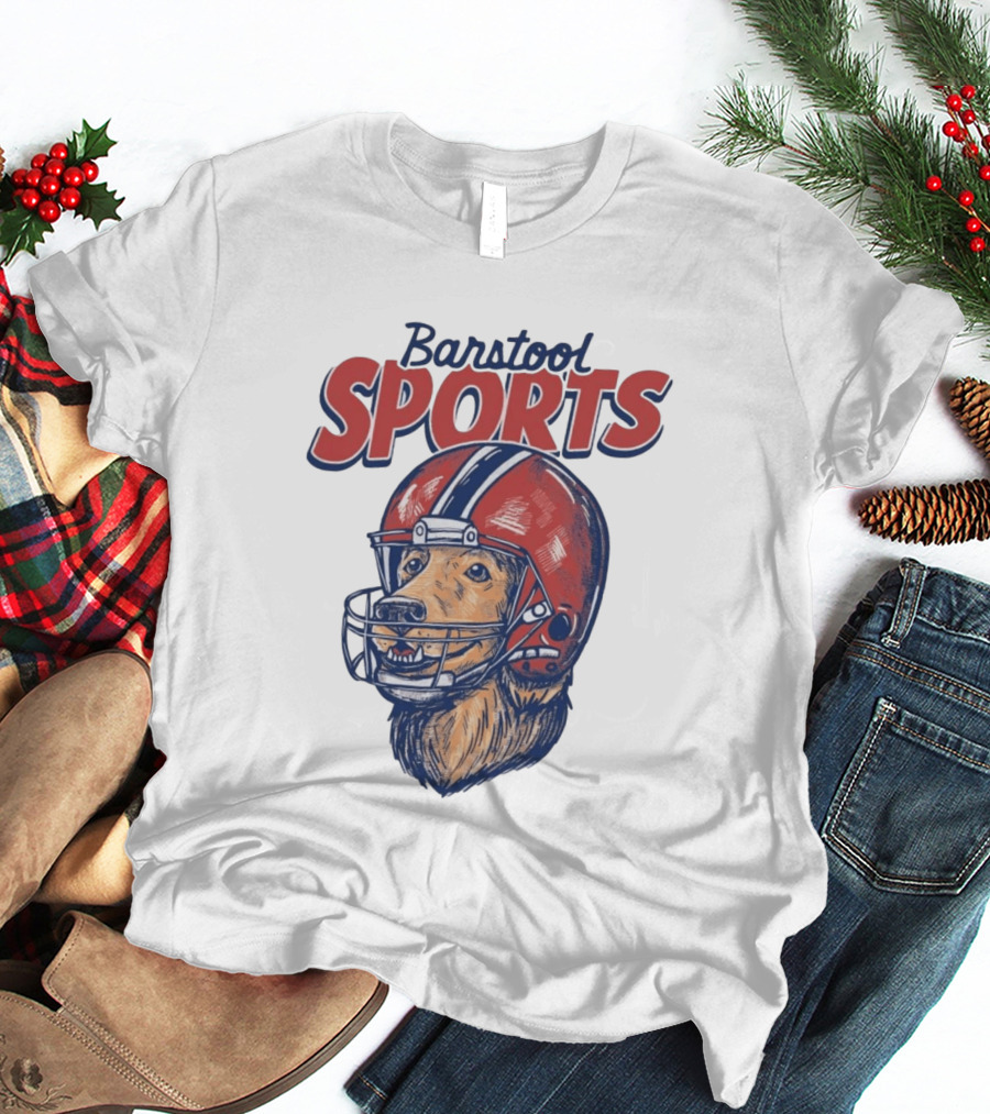 Barstool Sports Helmet Dog Red Football Fan T-Shirt