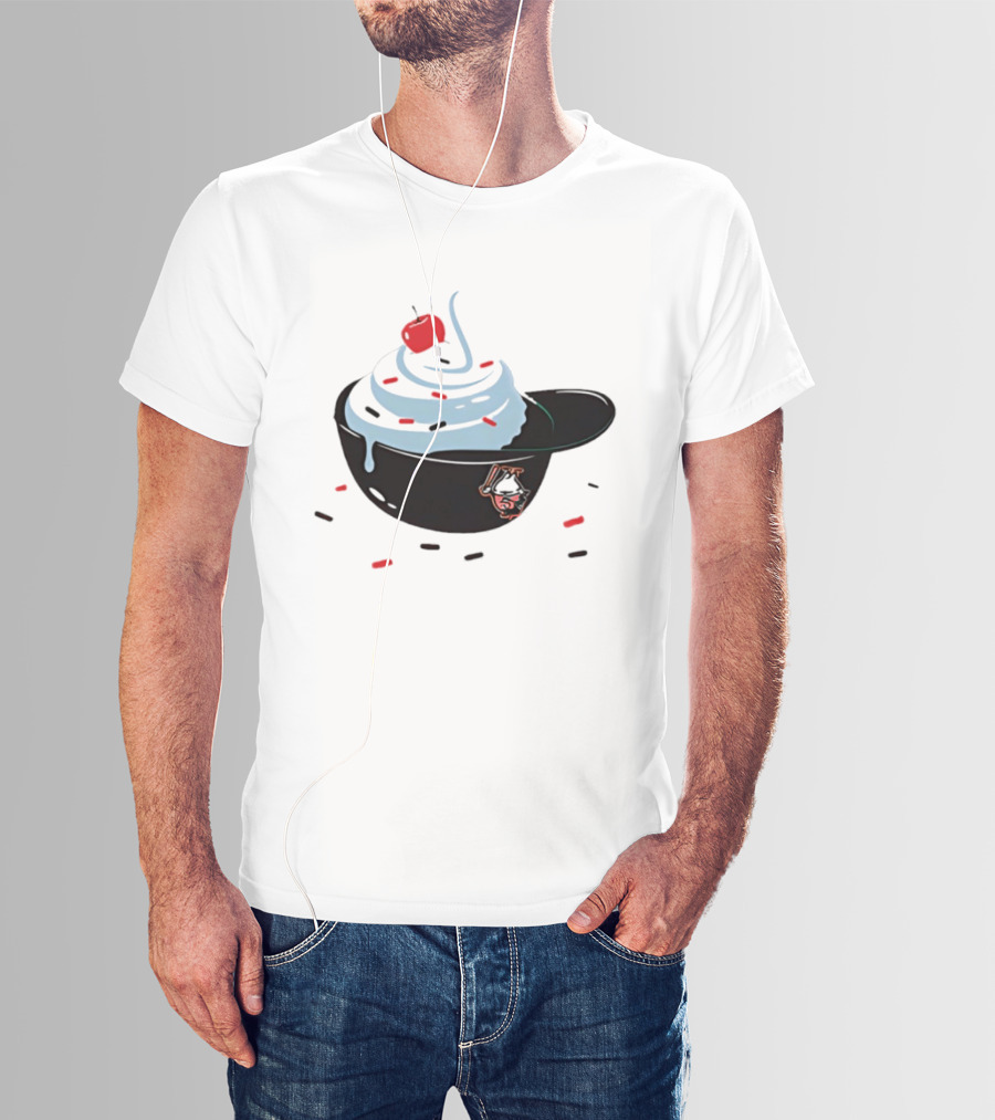 Baseballism Ice Cream Helmet Sundae With Cherry Baseball T-Shirt