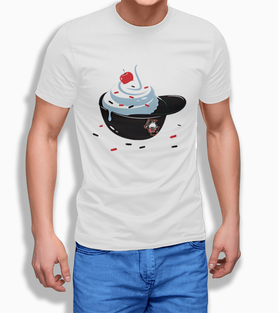 Baseballism Ice Cream Helmet Sundae With Cherry Baseball T-Shirt