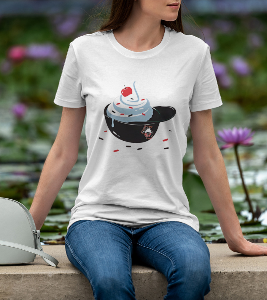 Baseballism Ice Cream Helmet Sundae With Cherry Baseball T-Shirt