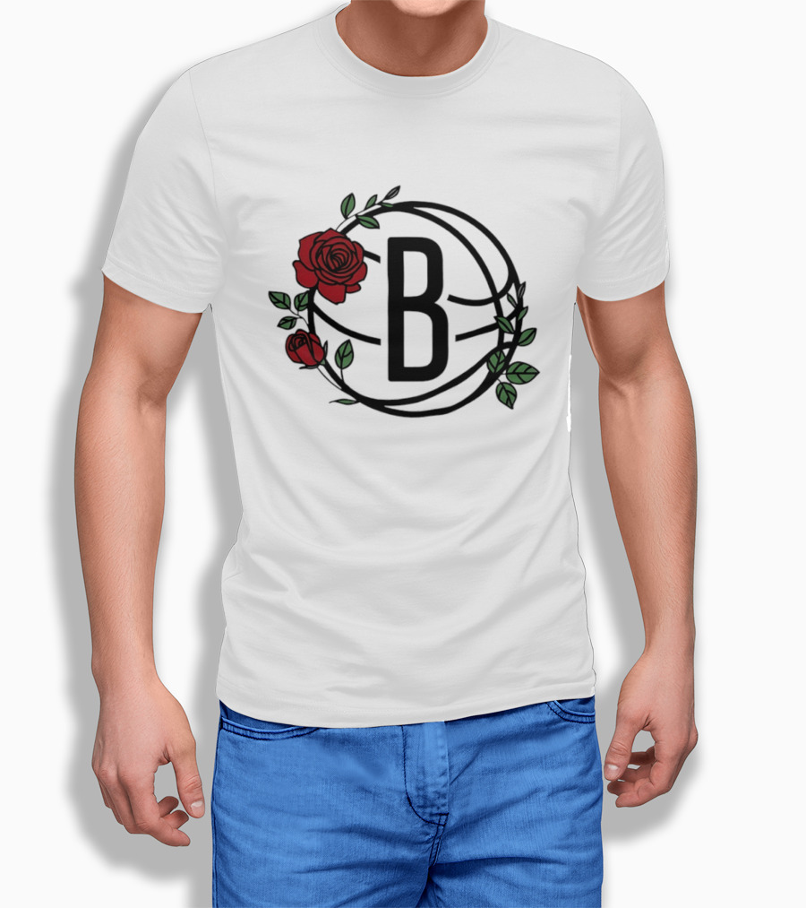 Brooklyn Nets Floral Basketball Rose B T-Shirt