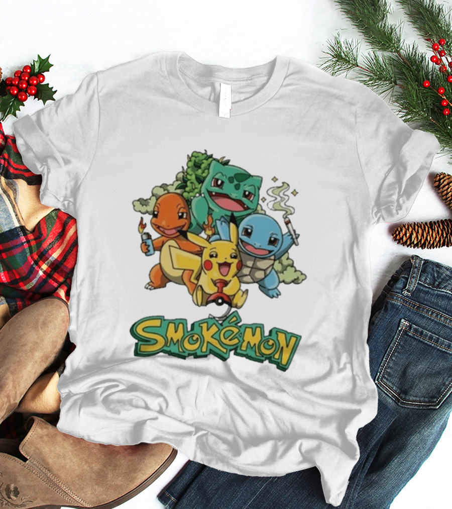 Smokemon Pikachu Charmander Squirtle Bulbasaur Fun T-Shirt