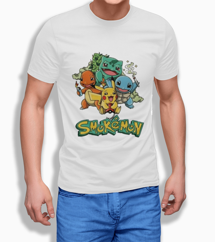 Smokemon Pikachu Charmander Squirtle Bulbasaur Fun T-Shirt