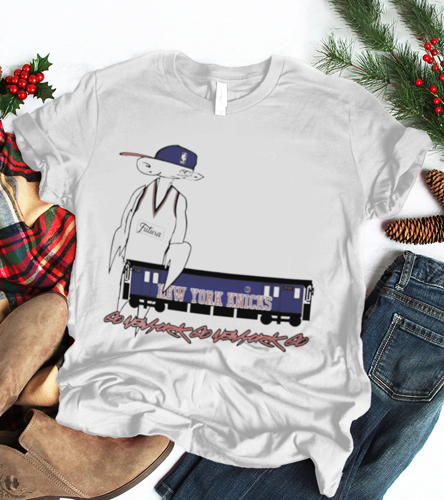 Futura New York Knicks Go New York Go Subway Train Basketball T-Shirt