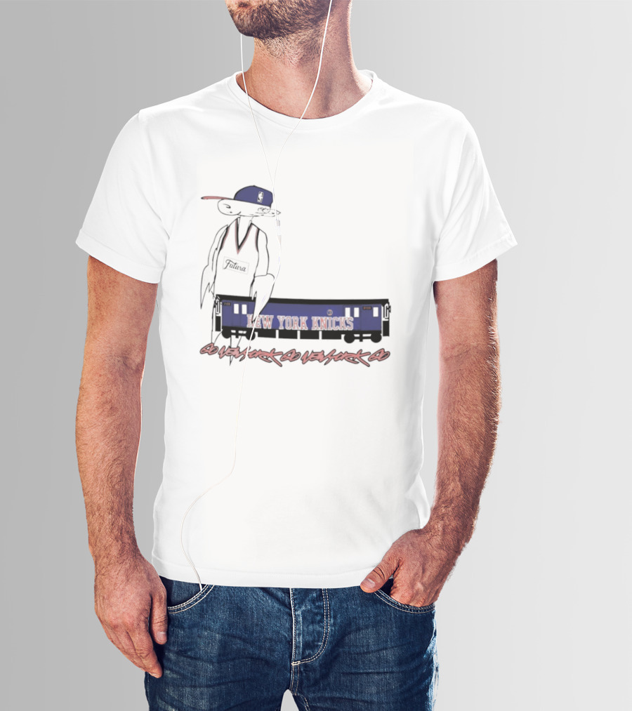 Futura New York Knicks Go New York Go Subway Train Basketball T-Shirt
