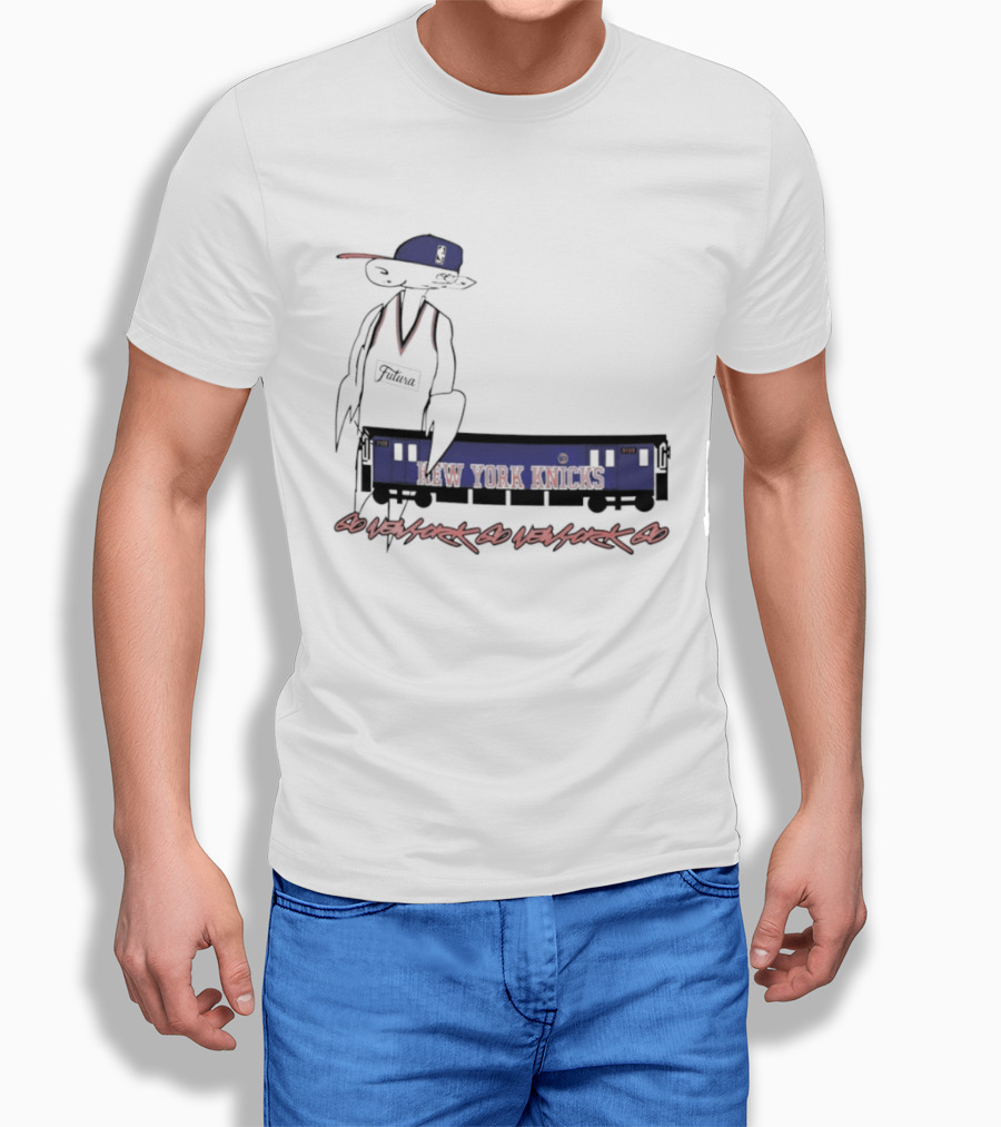Futura New York Knicks Go New York Go Subway Train Basketball T-Shirt