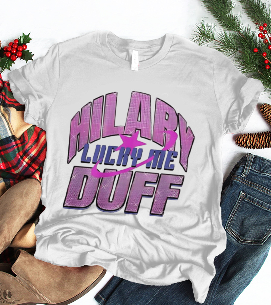 Hilary Duff Lucky Me Pink Glitter Star Planet Pop Singer T-Shirt