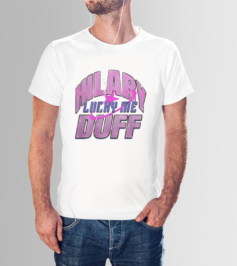 Hilary Duff Lucky Me Pink Glitter Star Planet Pop Singer T-Shirt
