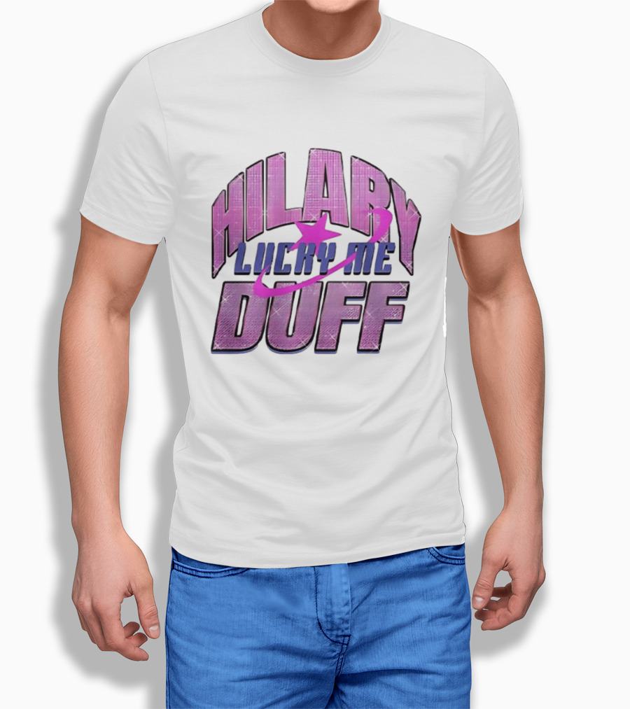 Hilary Duff Lucky Me Pink Glitter Star Planet Pop Singer T-Shirt