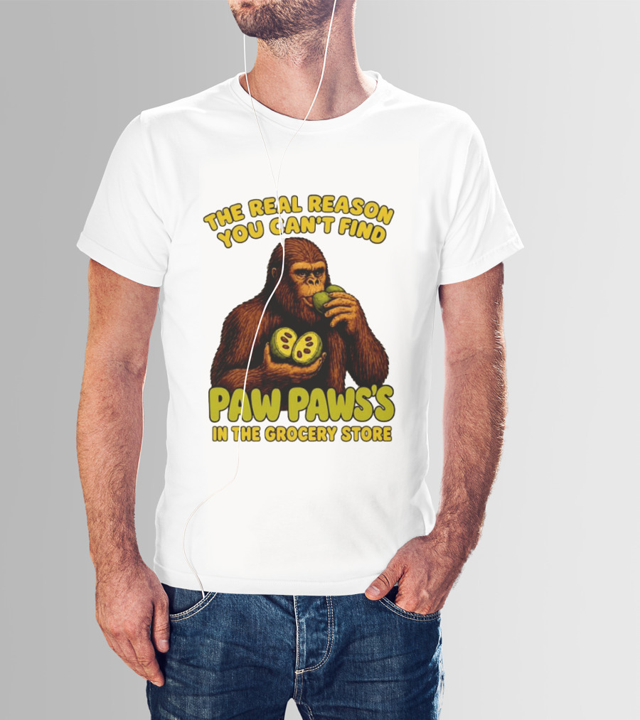 Pawpaw Fruit Mystery Sasquatch Eating Pawpaws In Grocery Store T-Shirt