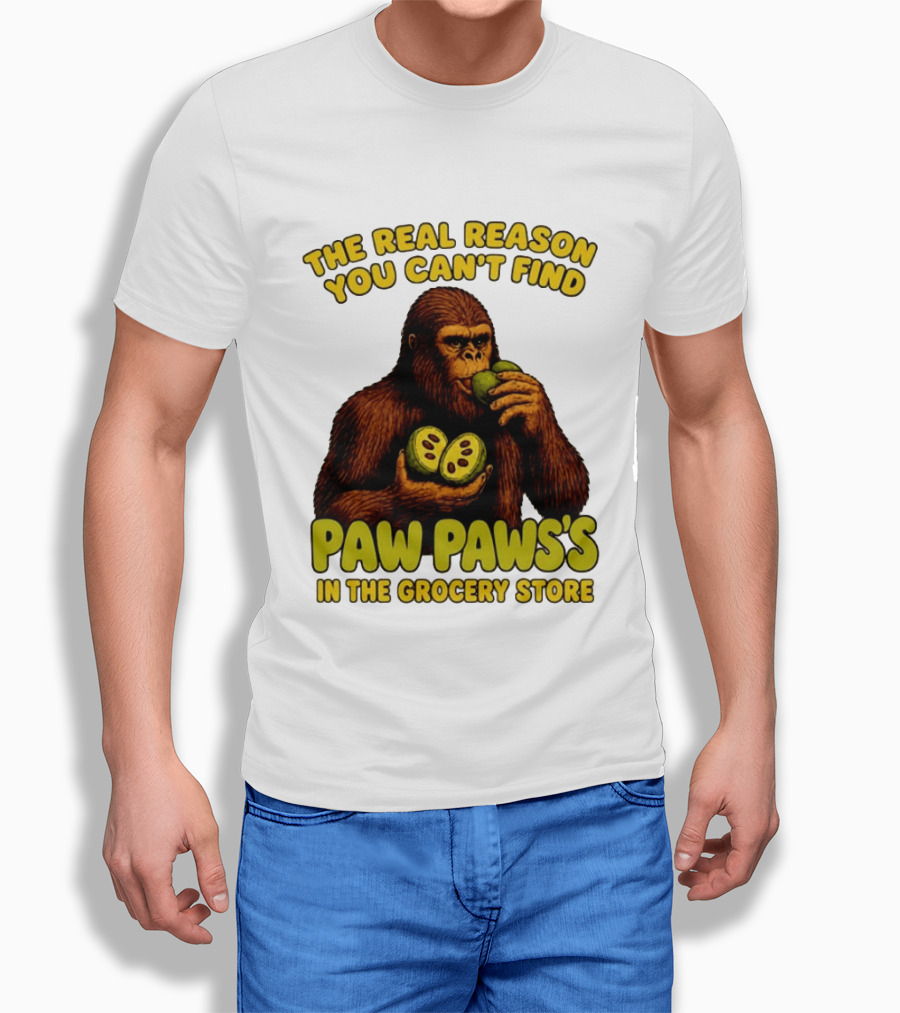 Pawpaw Fruit Mystery Sasquatch Eating Pawpaws In Grocery Store T-Shirt