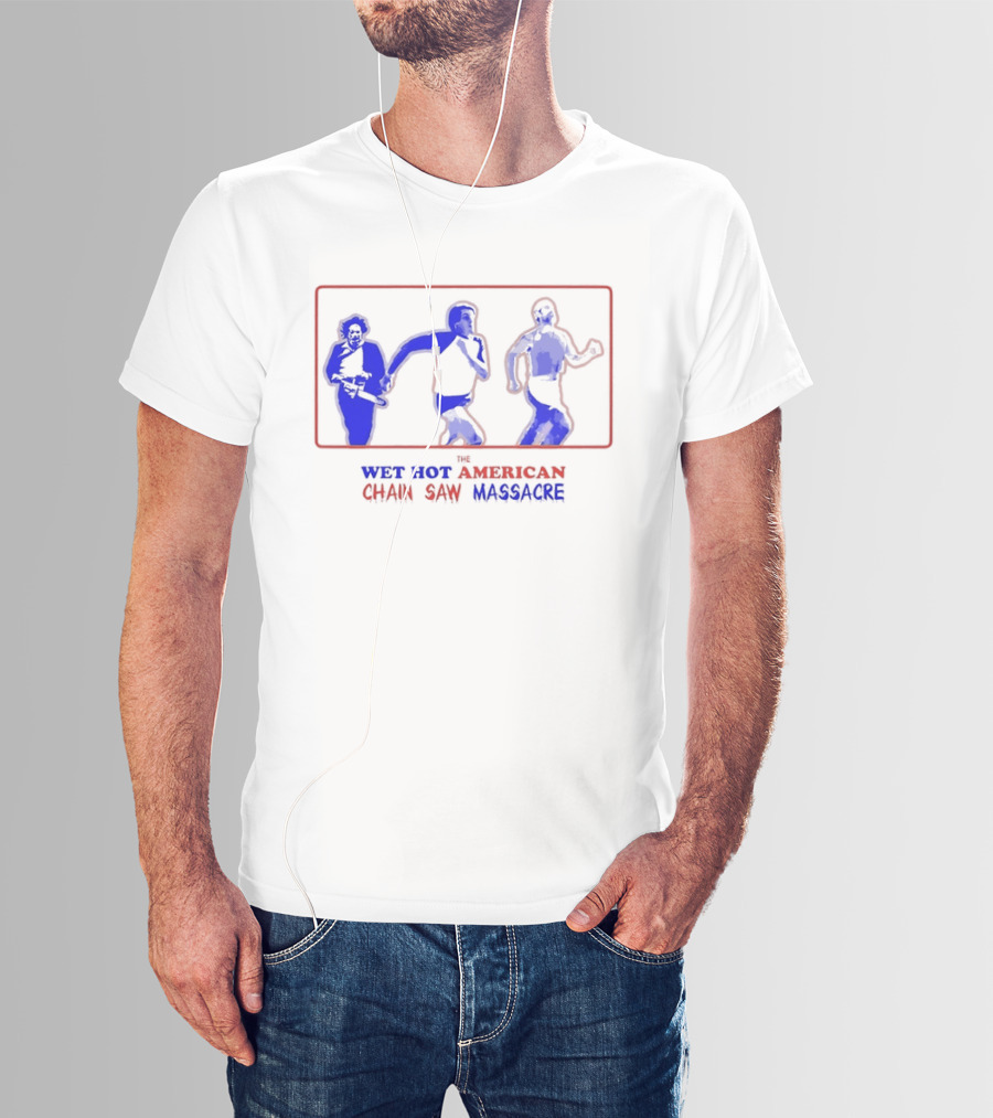 Wet Hot American Chain Saw Massacre Silhouettes Dance Comedy Horror Mashup T-Shirt